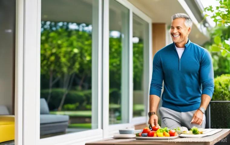 성교육과 남성 건강 - **Proactive Health: A Responsible Man's Check-up**
    A cinematic, realistic image inside a clean, ...