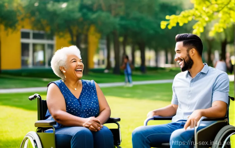 성교육과 장애인의 성 - **Celebrating Diverse Love and Connection:** A vibrant, inclusive scene set in a modern, sunlit comm...