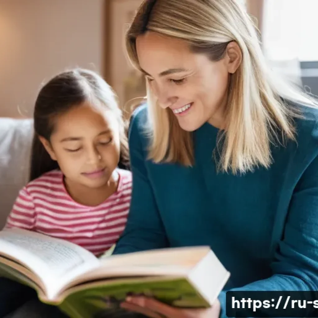 성교육과 성적 다양성 - **Prompt:** A heartwarming scene depicting a mother and her child (around 8-10 years old) sitting to...